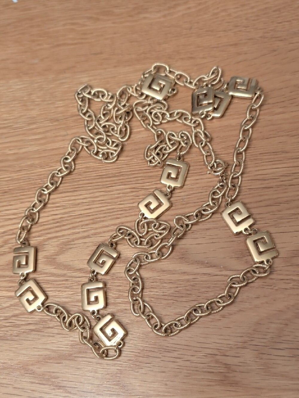 Trifari Gold Greek Key Extra Long Chunky Necklace - Picture 6 of 8